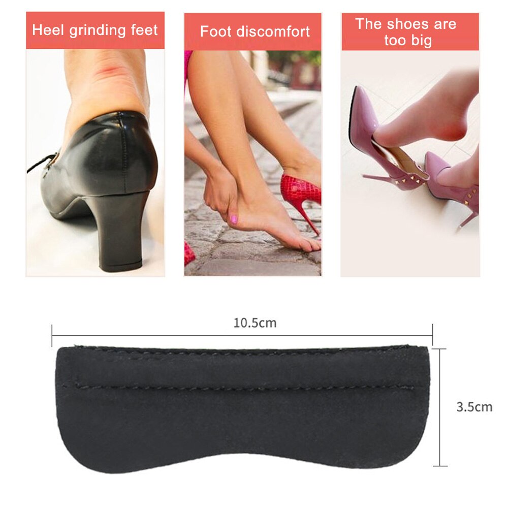 2Pair BYEPAIN Foot Care Heel Grips Liner Microfiber Leather Cushions Inserts for Loose Shoes, Shoe Pads for Shoes too Big