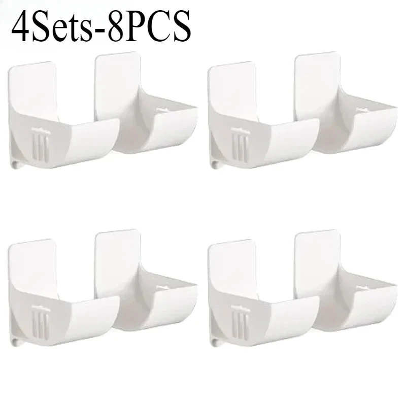 16PCSWall Mounted Non-Punch Storage Tray Kitchen Shelf Plastic Wrap Garbage Bag Refrigerator Side Bathroom Bedroom Storage Shelf