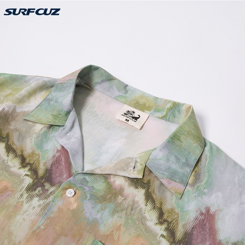 Surfcuz Mannen Mode Hawaiian Shirts Strand Korte Mouwen Shirts Kleurendruk Seaside Surfen Zomer Zonnebrandcrème Badpakken