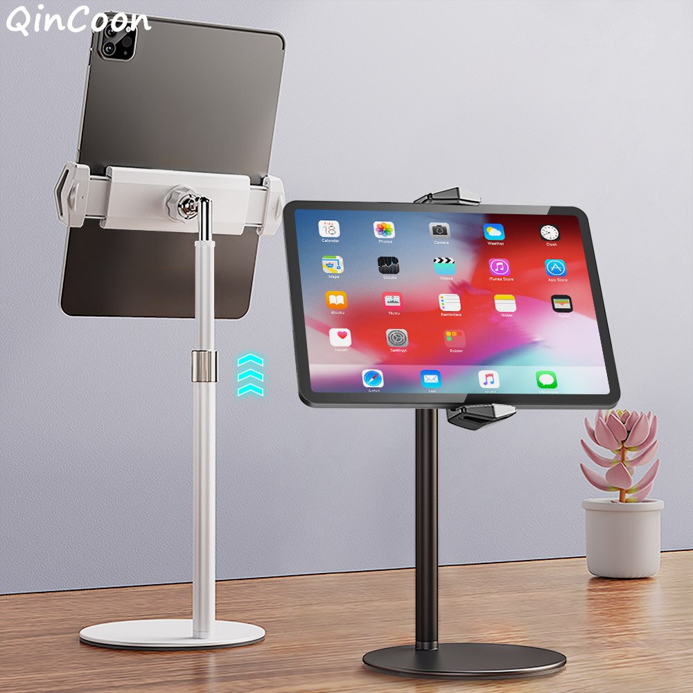 Height Adjustable Aluminum Tablet Stand (Max Height 17.7") Tall Desk/Floor Rotatable Tablet Holder for iPad Tab Kindle (4.7-13")