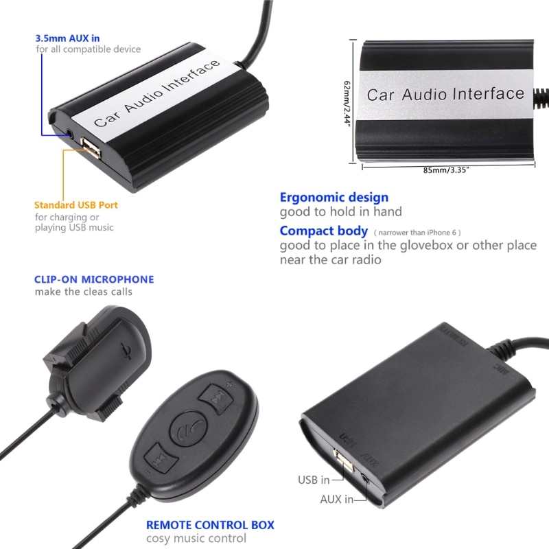 Håndfri bil bluetooth sett  mp3 aux adapter grensesnitt til mazda 3 5 6 rx8 spd