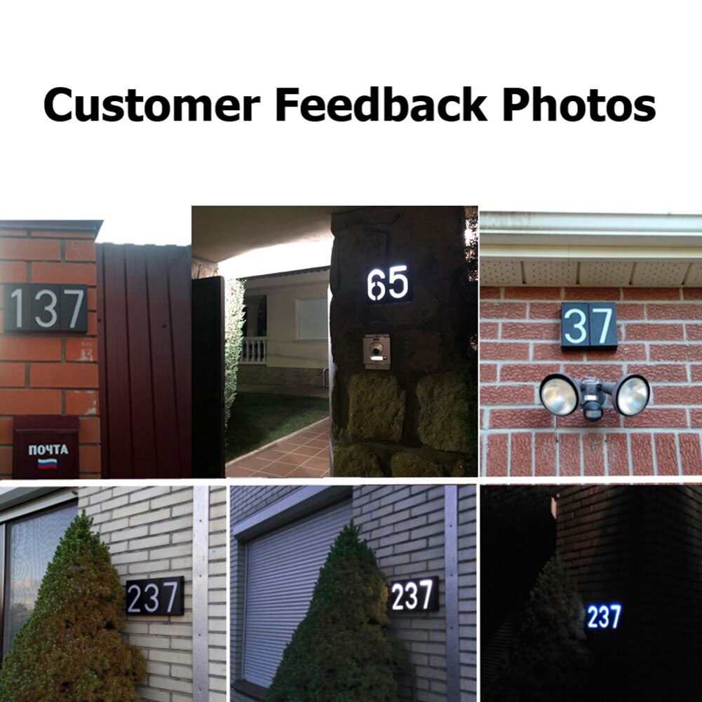 Solar Powered 0-9 LED Light House Address Number Street Road Doorplate Wall Lamp