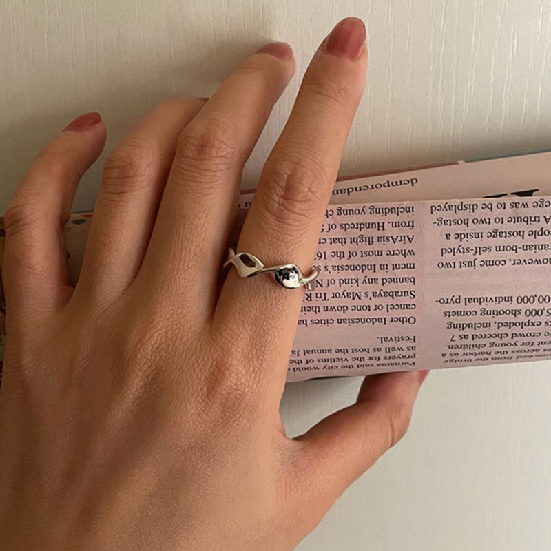 Evimi 925 Sterling Zilveren Verlovingsringen Voor Vrouwen Koppels Mode Eenvoudige Onregelmatige Patroon Geometrische Partij Sieraden