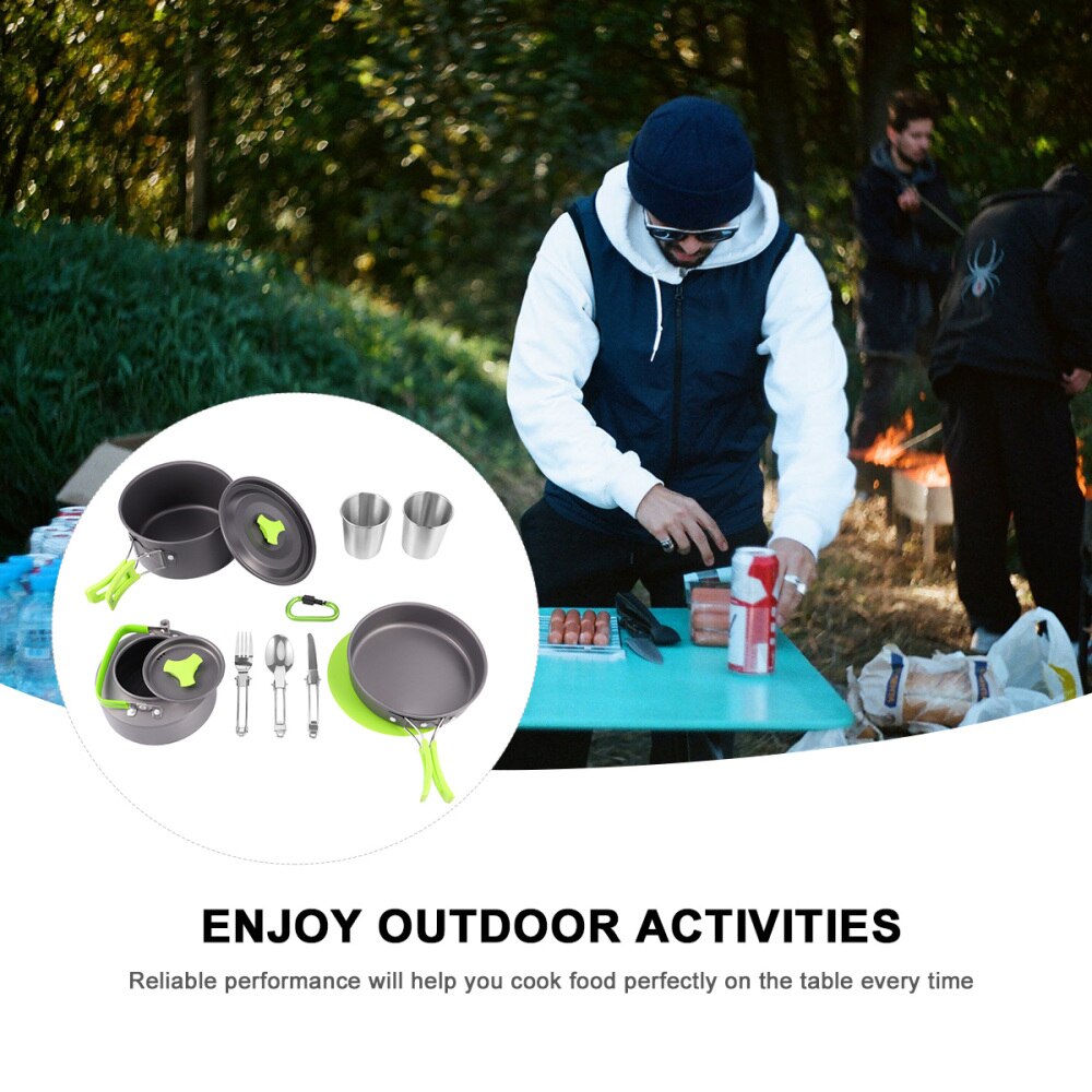 1 sæt bærbart bestik madlavningsværktøj camping køkkengrej picnic køkkengrejssæt til udendørs camping vandreture hjem