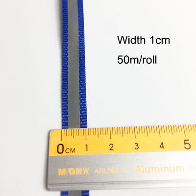 50m/ rulle kongeblå reflekterende stof båndbånd refleksionsstrimmel kant fletning syning på beklædningsgenstand tilbehør: Bredde 1cm