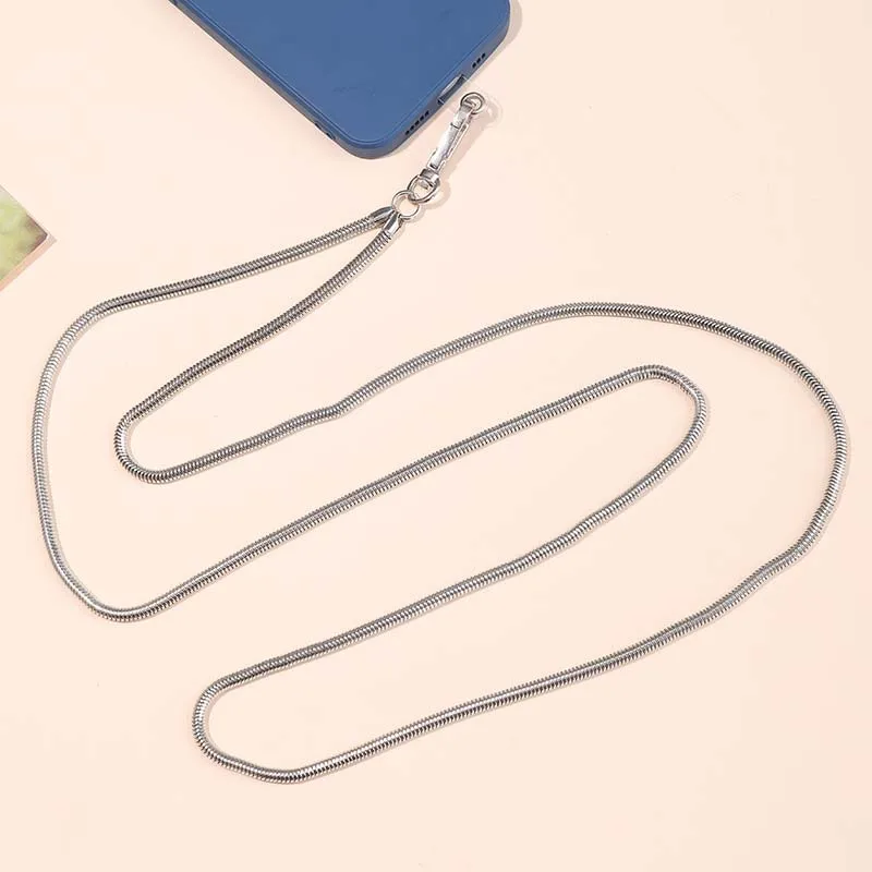 Universellt telefonsnodd metallhalsrem nyckelband för mobiltelefoner anti-borttappningsremmar greppkedja crossbody-tillbehör: Champagneguld