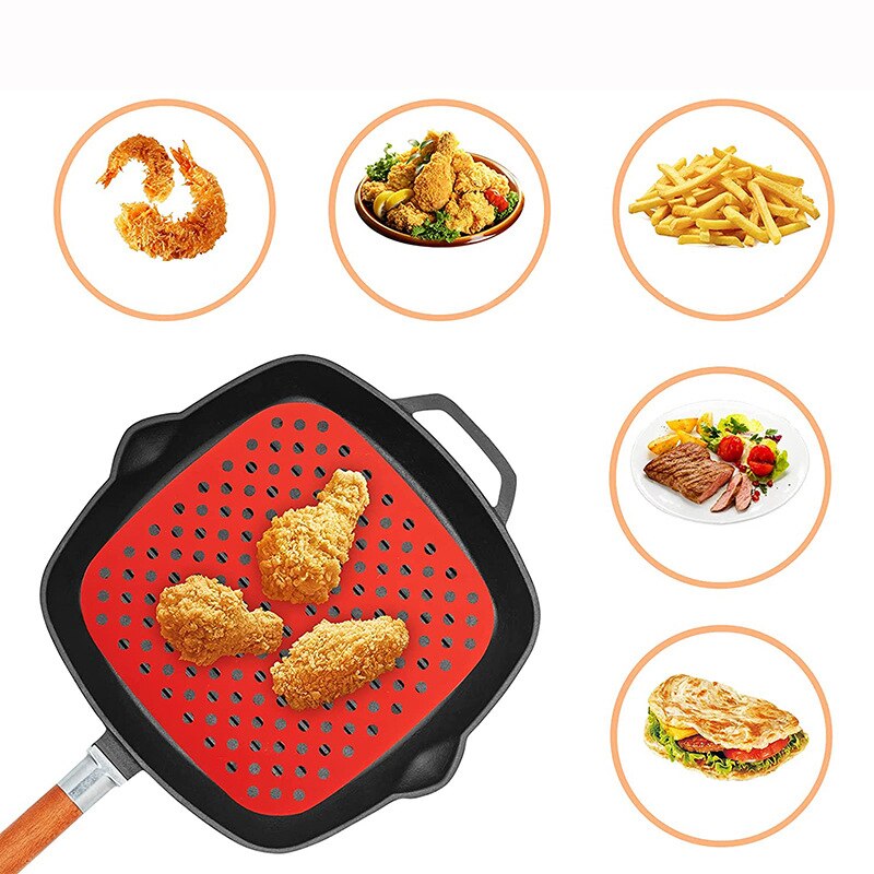 Air Friteuse Liner Air Friteuse Mat Food Grade Non-stick Siliconen Friteuse Mand Voor 7.5 ~ 8-Inch air Friteuses Steamers Mat Keuken Gadgets