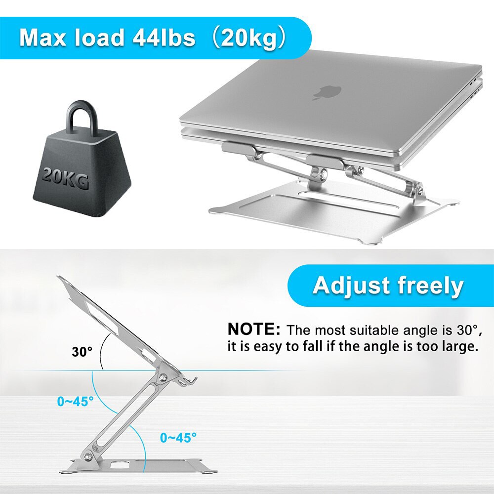 Laptop Stand Zilver Aluminium Office Laptop Lift Stand Opvouwbare Draagbare Laptop Stand Radiator Stand Geschikt Voor 11 Te 17 Inc