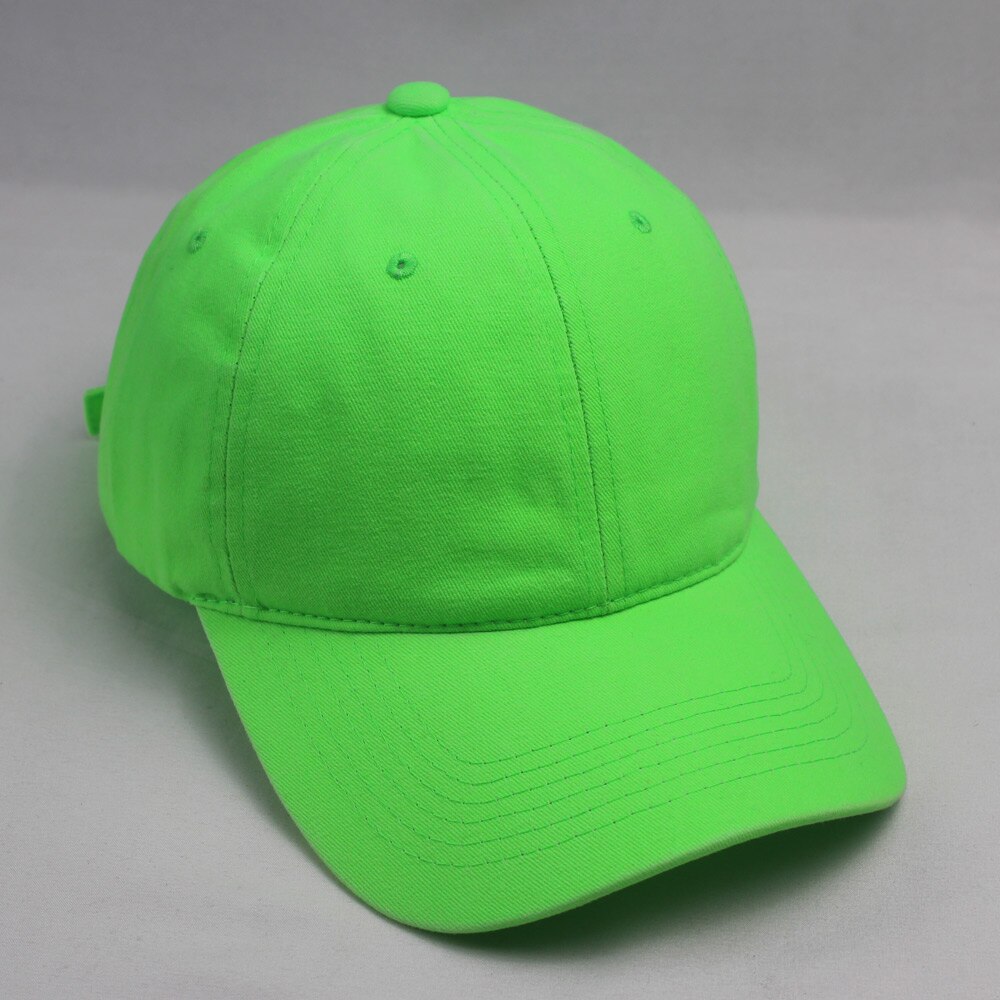 Wahsed Dazzling Blank Neon Groene Cap Vrouwen Mode Vlakte Cap Mannen Katoen Zachte Baseball Cap Neon Geel Oranje Roze: neon green