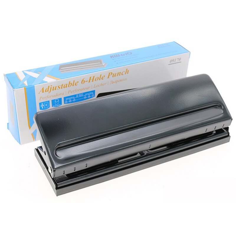 6 Holes Paper Puncher, Adjustable Stainless Steel Desktop Hole Punch, 6 Sheets Capacities