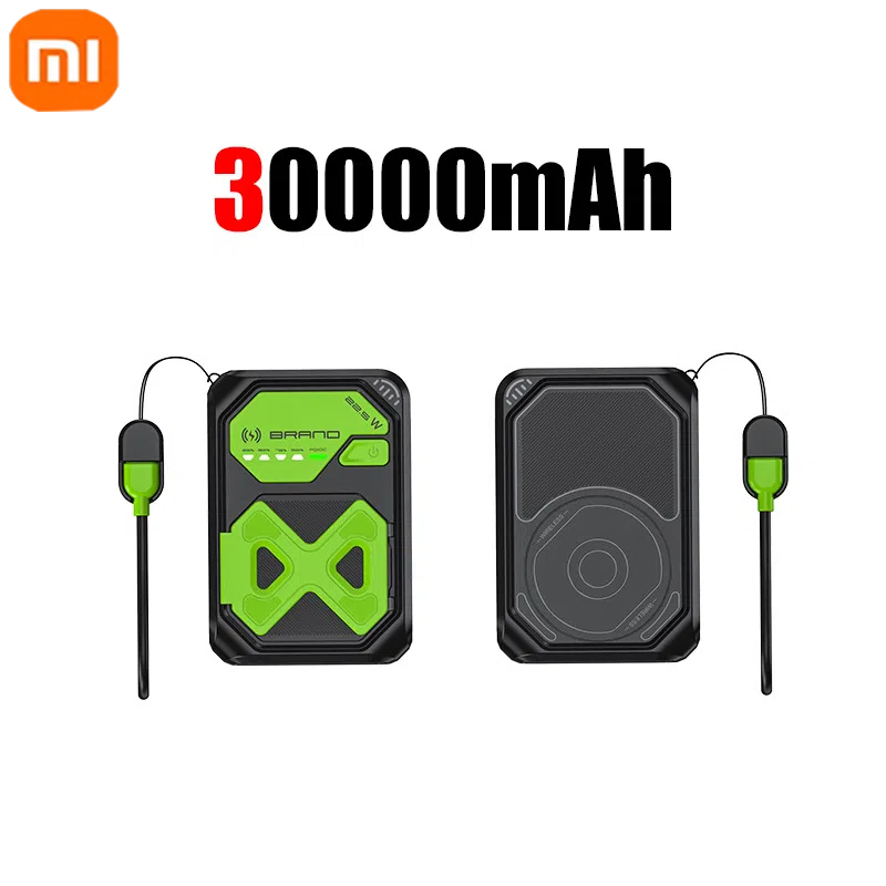Xiaomi 50000 mah magnetische powerbank, geeignet für iphone 15, 14, 13, 22.5w, 15w, schnelllade-powerbank mit kabelhalterung: Rose