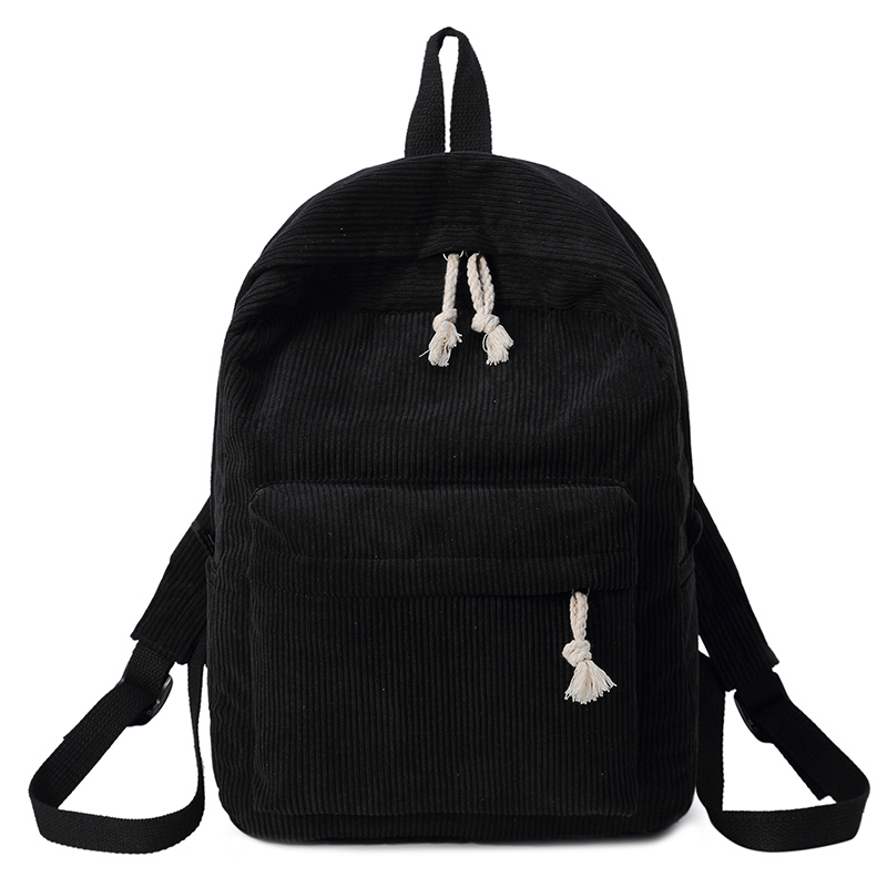 Preppy Stil Weichen Stoff Rucksack Weibliche Kabel Schule Rucksack Für Teenager Mädchen Gestreiften Rucksack Frauen Samt Bildschirm: Schwarz