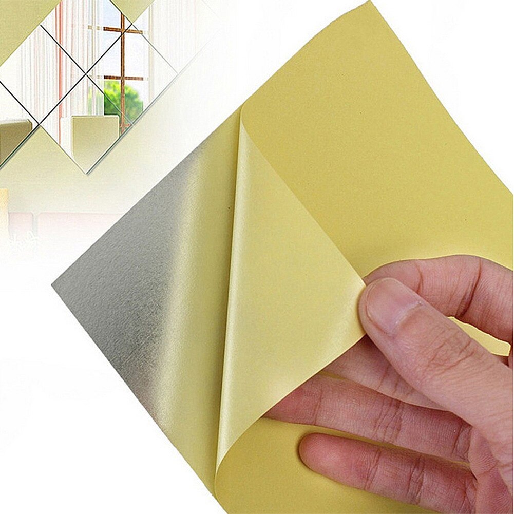 16Pcs Vierkante Spiegel Glazen Tegel Muur Stickers Decal Diy Zelfklevende Lange Spiegels Thuis Woonkamer Decor