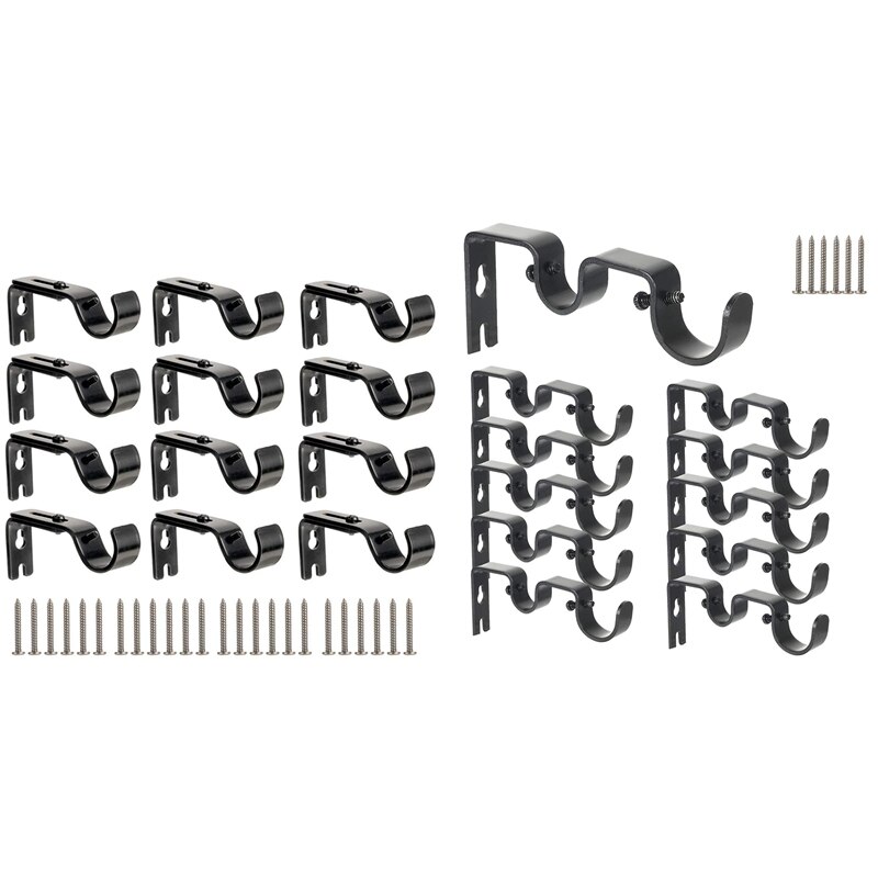 12Pcs Curtain Rod Brackets, Curtain Rod Hanging Brackets, Hang Curtain Brackets For 1Inch And 5/8Inch Rod