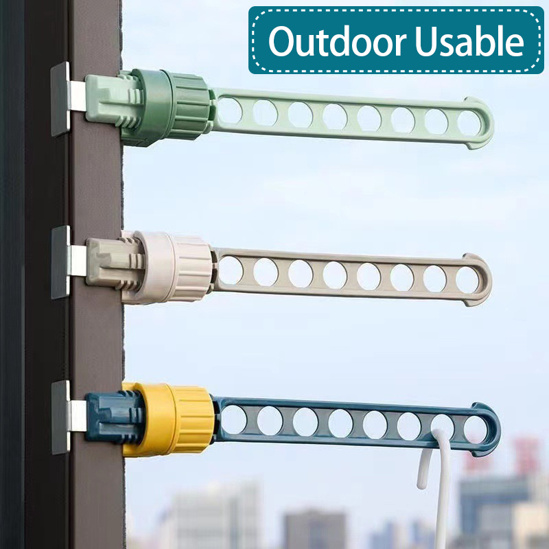 Bærbar hengende tørkestativ med vindu, uttrekkbar klessnor, utendørs, utendørs klesvasktau