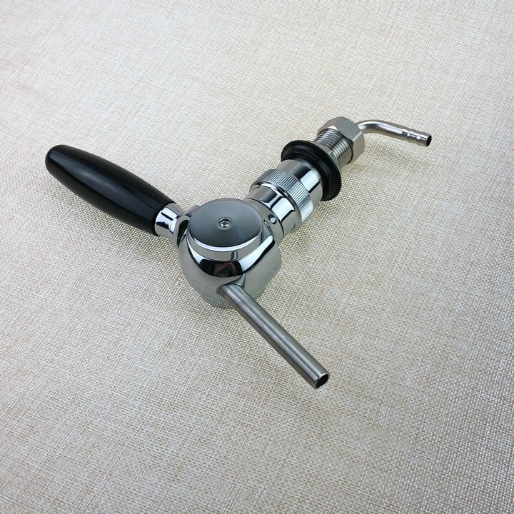 Grifo de cerveza belga con vástago roscado de 30mm y accesorio para manguera, grifo de cerveza con bola de control de flujo, material DE LATÓN, para cerveza casera