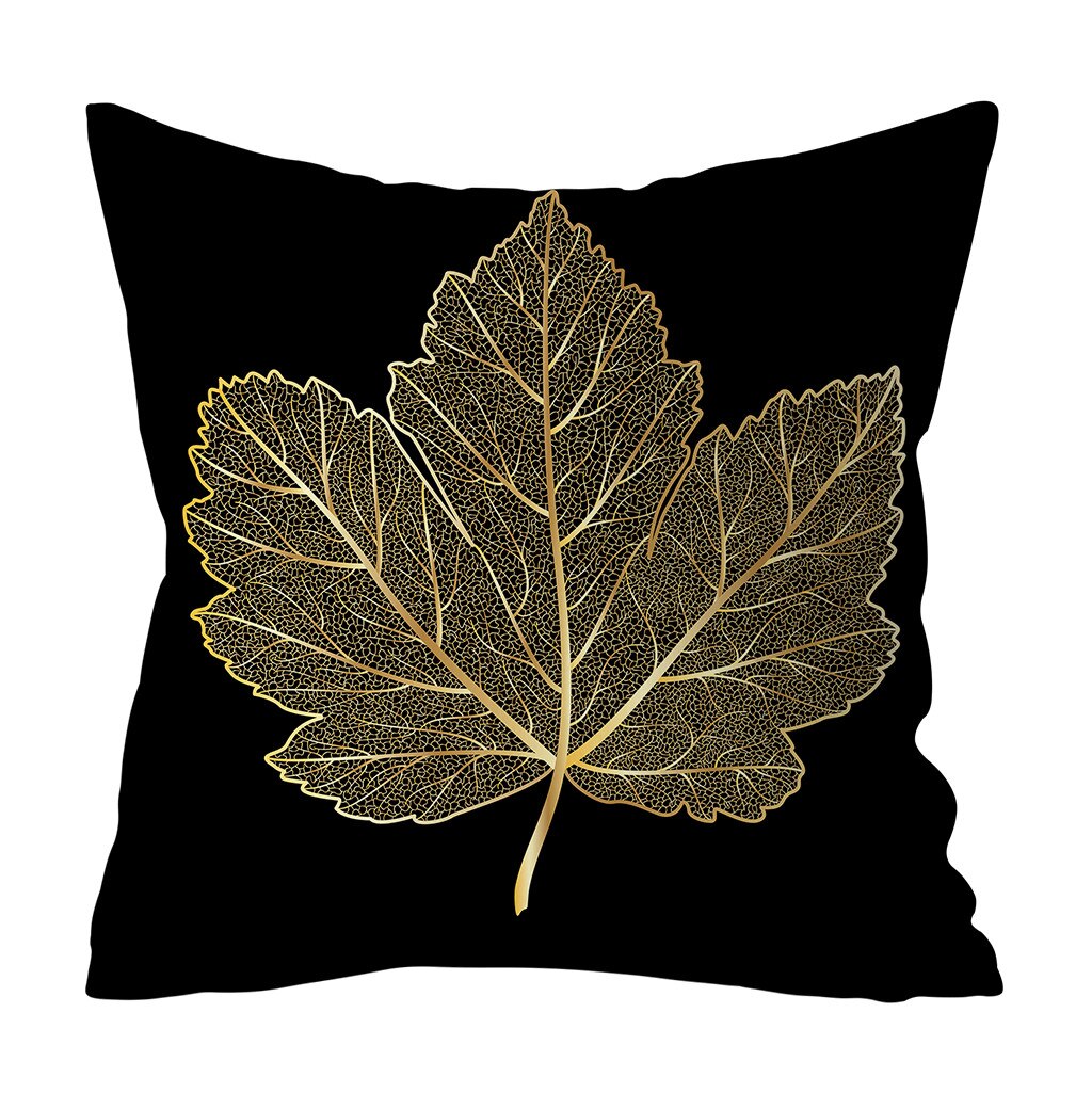 Gold Plant Gedrukt Polyester Kussensloop Decoratieve Kussens Voor Sofa Kussenhoes Home Decor Cojines Decorativos Para Sofá