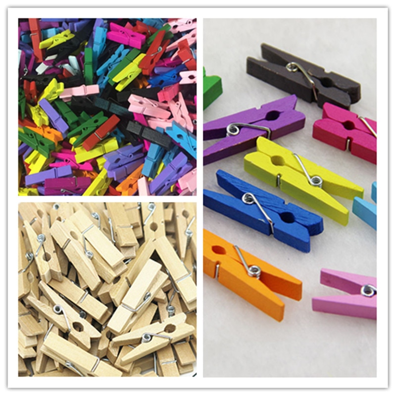 25mm/30mm/35mm/45mm/72mm træfarve /35mm farver spring træ klip tøjklemme håndværk ornament 1-50pc/ taske sort hvid tøj clips