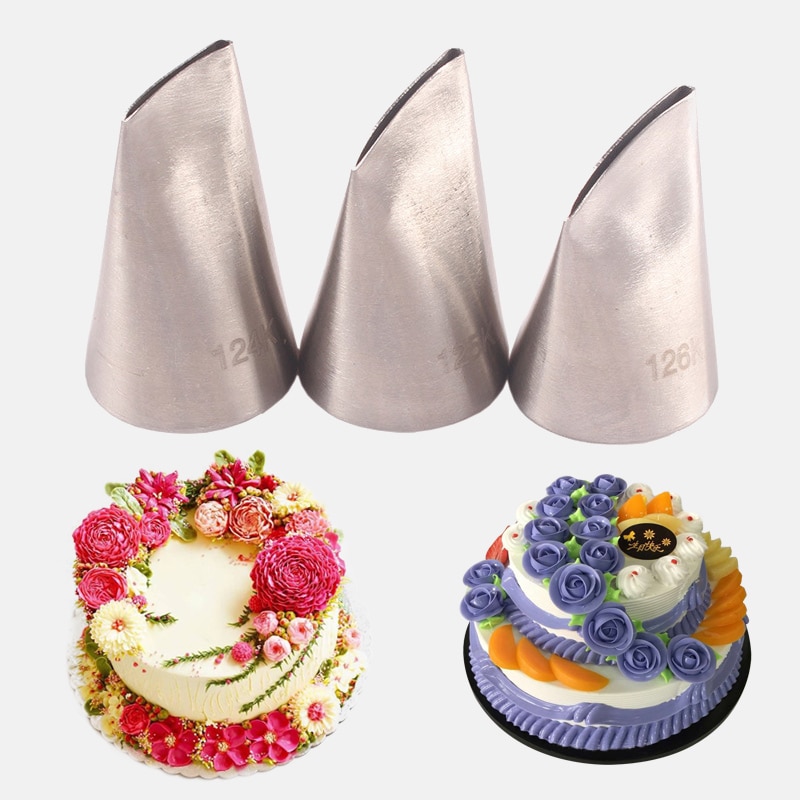 3Pcs Rose Diy Icing Piping Tips Sets Pastry Nozzles Rvs Sproeier Set Cupcake Taart Decoreren Gereedschappen Cakevorm