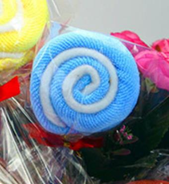 Toalla de algodón para pastel de piruleta, dulces de colores, , toalla encantadora para guardería, de cumpleaños y boda, 20 unids/lote: blue