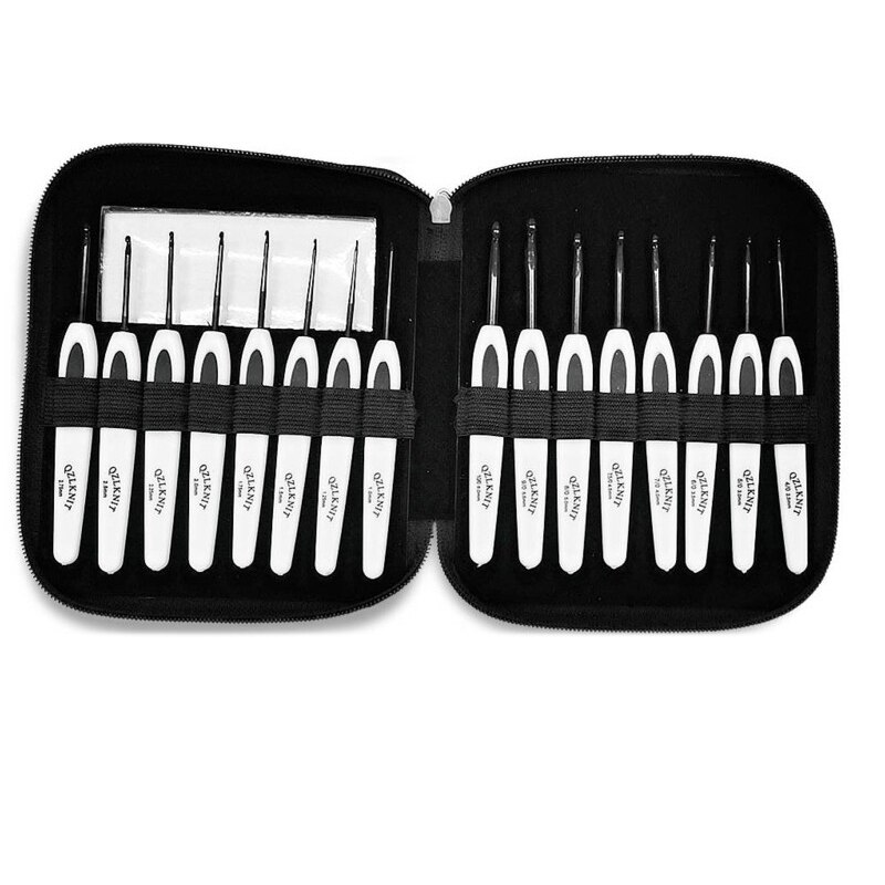 Crochet Hooks Kit Ergonomic Plastic Handle Knitting Needles Set Different Sizes For DIY Craft Yarn Socks Sweater Weaving Tools