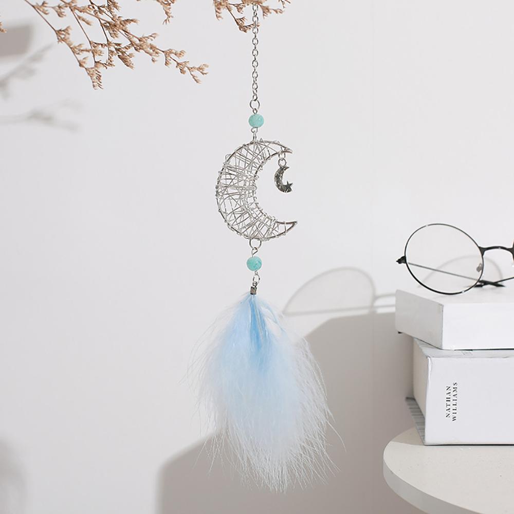 Hueco estrella creativa Luna cazador de sueños de plumas campanas de viento hecho a mano indio colgante para coche y pared hogar niños habitación decoración FDH