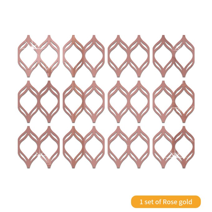 Pegatina de espejo de pared para decoración del hogar, papel tapiz de linterna de hueco para sala de estar, dormitorio, calcomanía de espejo acrílico, 12 unids/set por juego: Rose gold