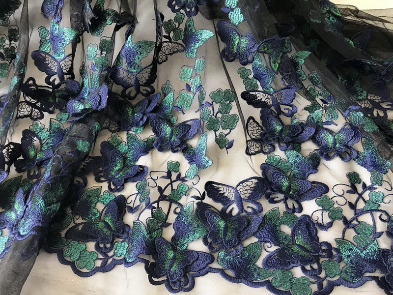 Green3D-Aplique de mariposa para vestido de novia, tocado de novia artesanal, velo de bufanda bordado, parche de tela de encaje, cortina, 145x50cm