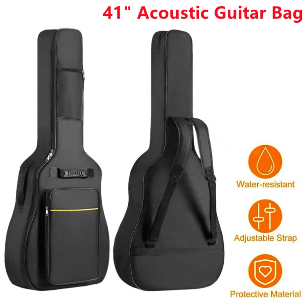Mochila para guitarra de 41 pulgadas, bolsas impermeables, nailon Oxford con doble correa, funda acolchada para guitarra negra, mochilas para guitarras Gig Bas