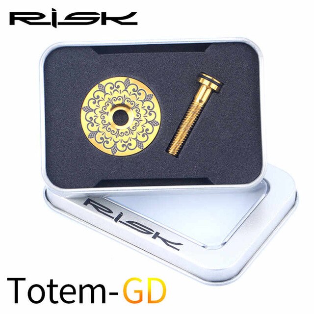 Risico Titanium Legering Fiets Headset Cap Fiets Headset Stem Bolt Headset Schroef Voor Mtb Bmx Fixed Gear/Vouwfiets stuurpen Top Cap: totem gold