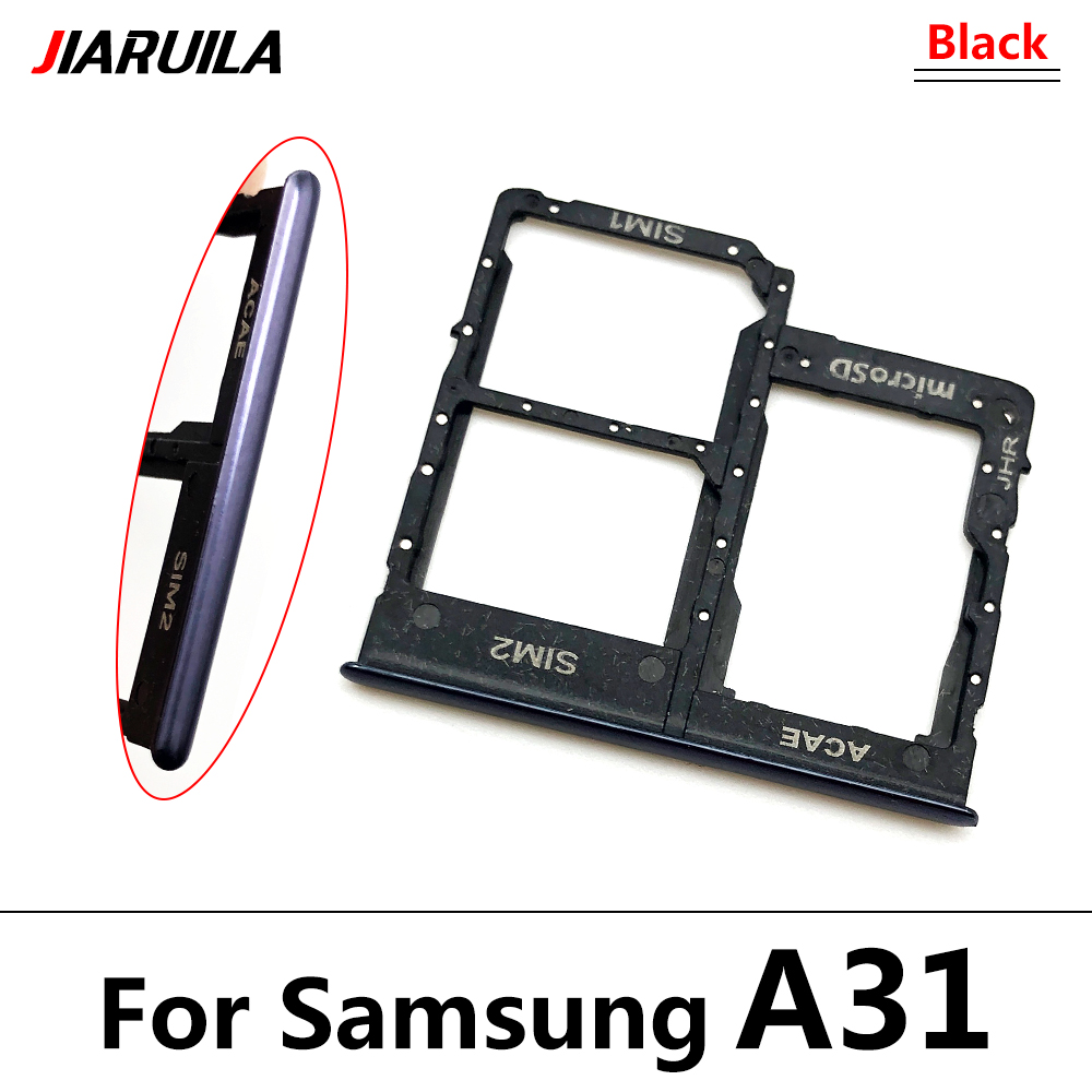 Dual-Card Sim Tray Holder For Samsung Galaxy A12 A31 A51 A71 A125F SIM Card Tray Slot Holder Adapter Socket Repair Parts: A31 black