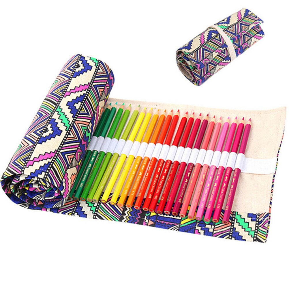 36/72- gats canvas oprolbare etui, pennenzakhouder en opbergvak