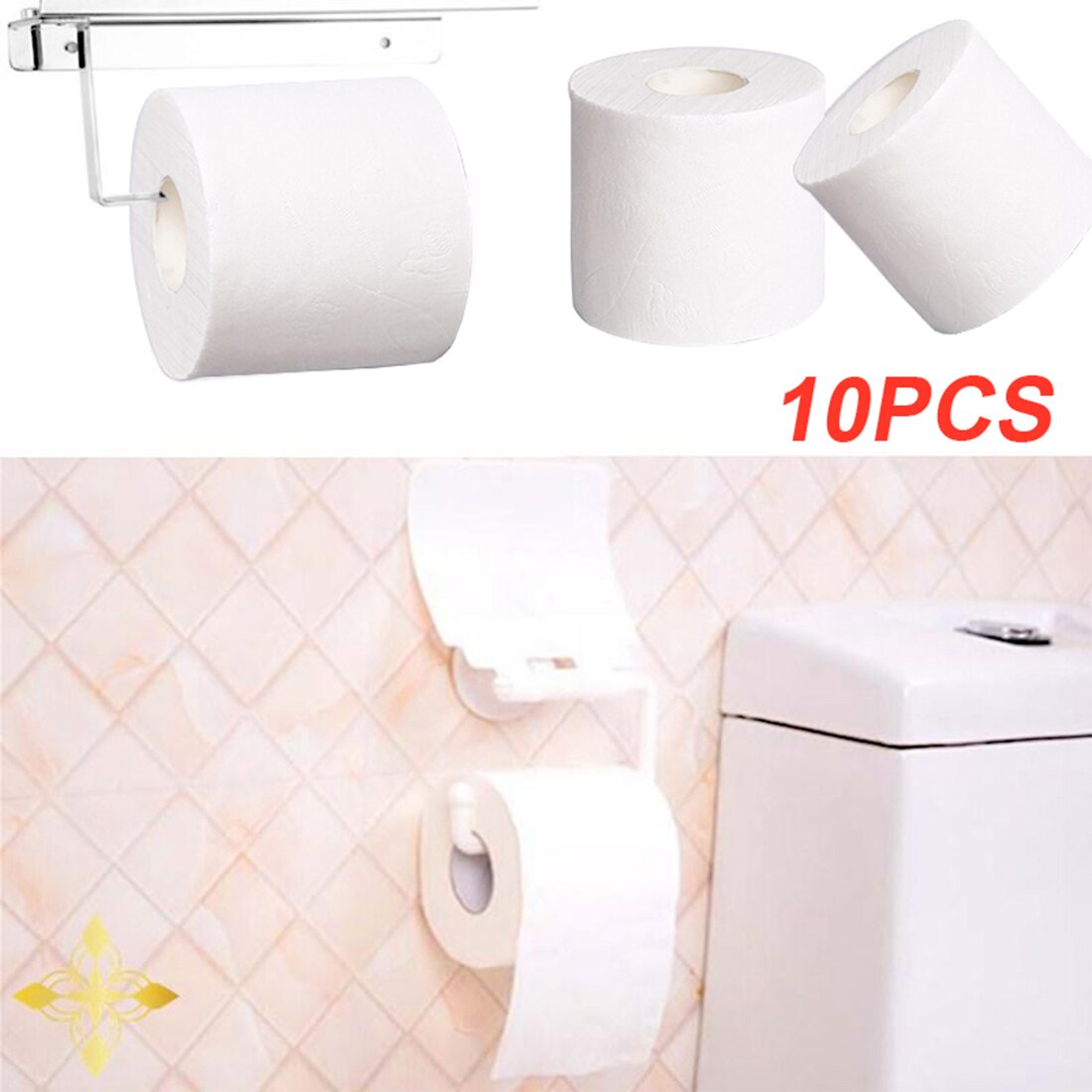 10pcs/bag White Toilet Tissue Hollow Replacement Roll Paper Clean Soft Toilet Paper Prevent Flu Cleaning Toilet Tissue