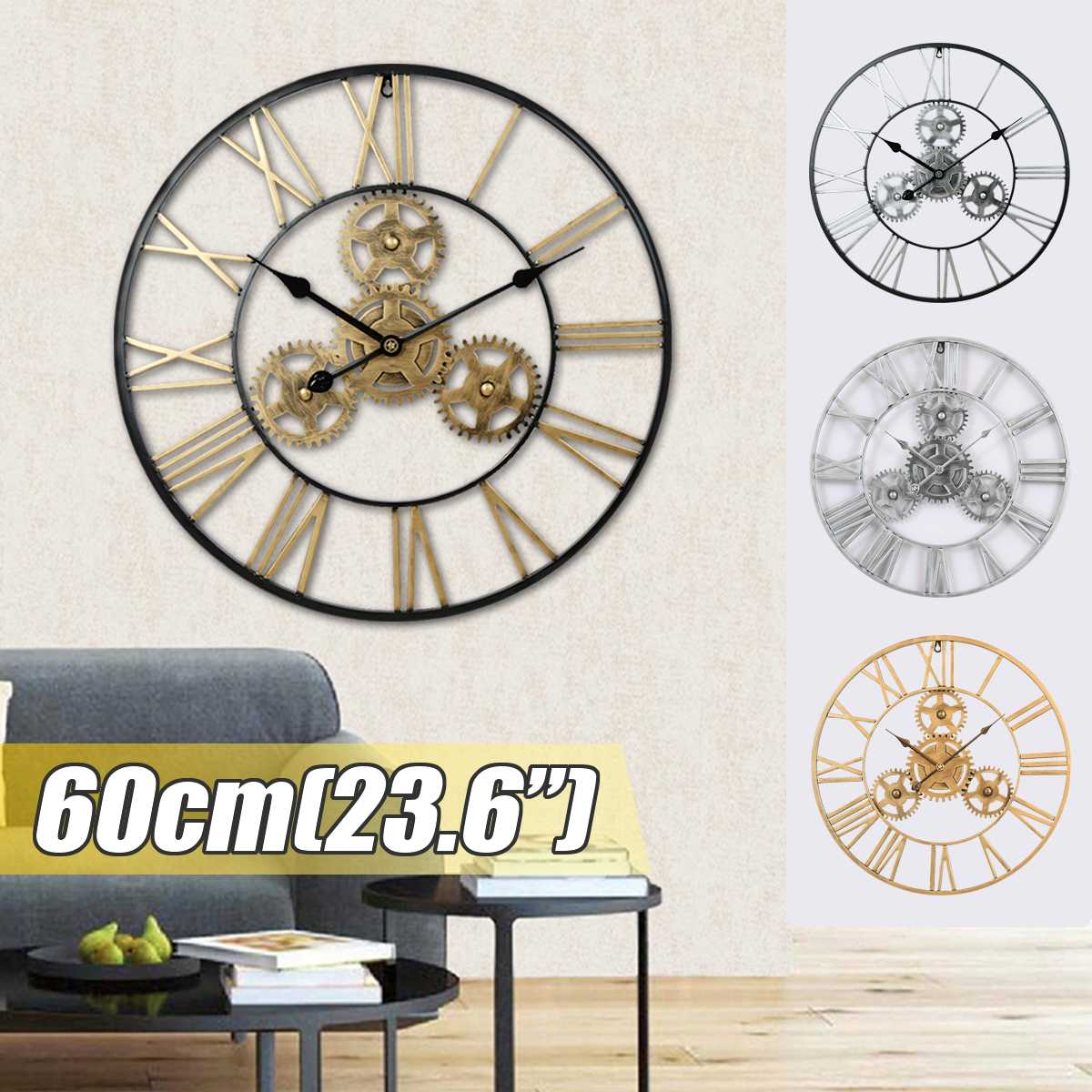 Dia60cm Industrial Gear Wall Clock Decorative Retro MDL Wall Clock Industrial Age Style Room Decoration Wall Art Decor
