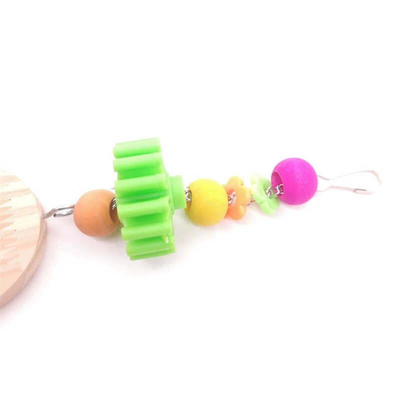 Unbreakable Hanging Bird Mirror Chicken Toys with Bell Wooden Pecking Toy for Chicks Hens Coop