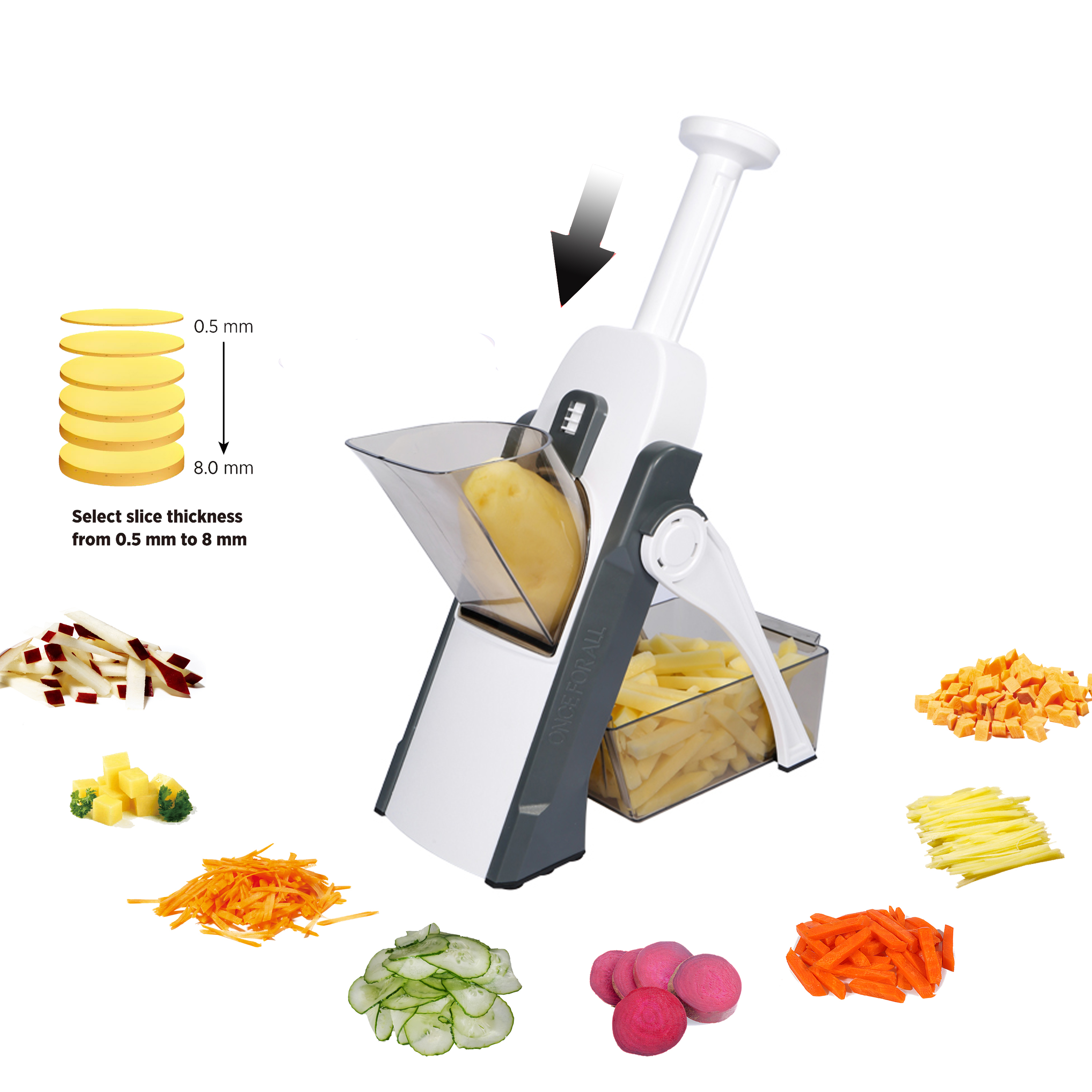 ONCE FOR ALL Utensilios de cocina para cortar verduras y patatas, trituradora de alimentos, rallador de frutas, espesar, Cortador Manual de zanahorias, accesorios de cocina