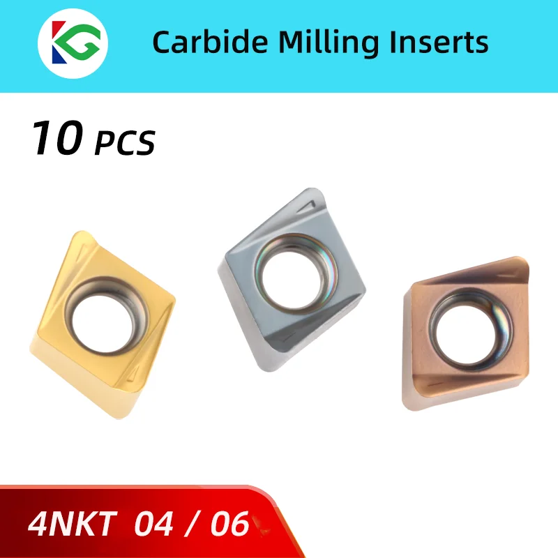 10 pièces 4NKT 060308 4NKT 040208 Plaques en carbure à insérer avant rapide, ébauche Cnc 4NKT 060308 040208 Outils de fraisage d'épaule carrée