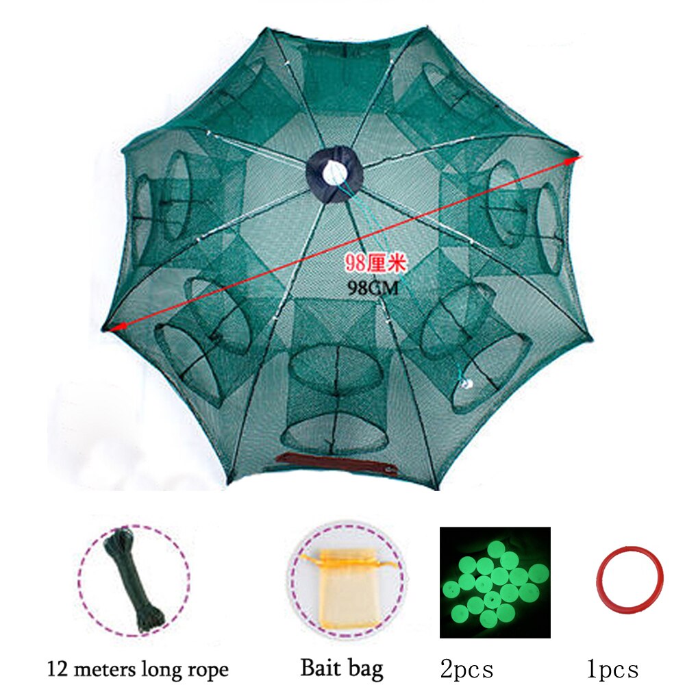Strengthened 4-20 Holes Automatic Fishing Net Shrimp Cage Nylon Foldable Crab Fish Trap Cast Net Cast Folding Fishing Network: 16 Holes
