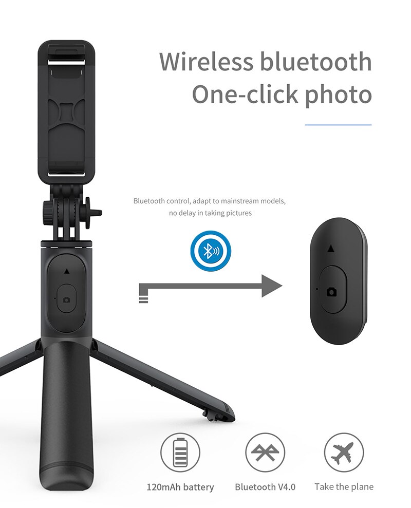 101cm Bluetooth Selfie Stick Tripod - Foldable, Extendable Monopod with Remote for Smartphones & Action Cameras