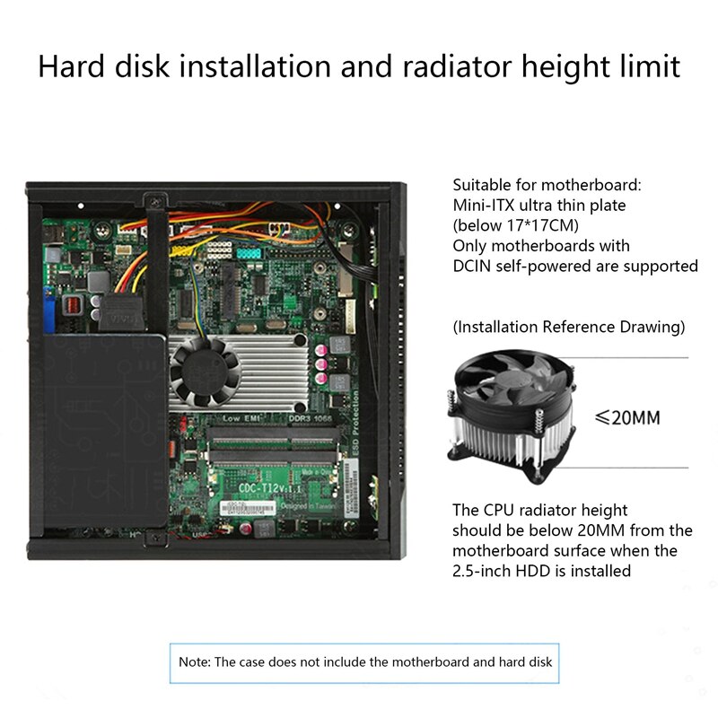 TX02 ITX Case+27Mm Cooling Fan For HTPC Chassis Case Mini Desktop Computer Case Industrial Control ITX Enclosure
