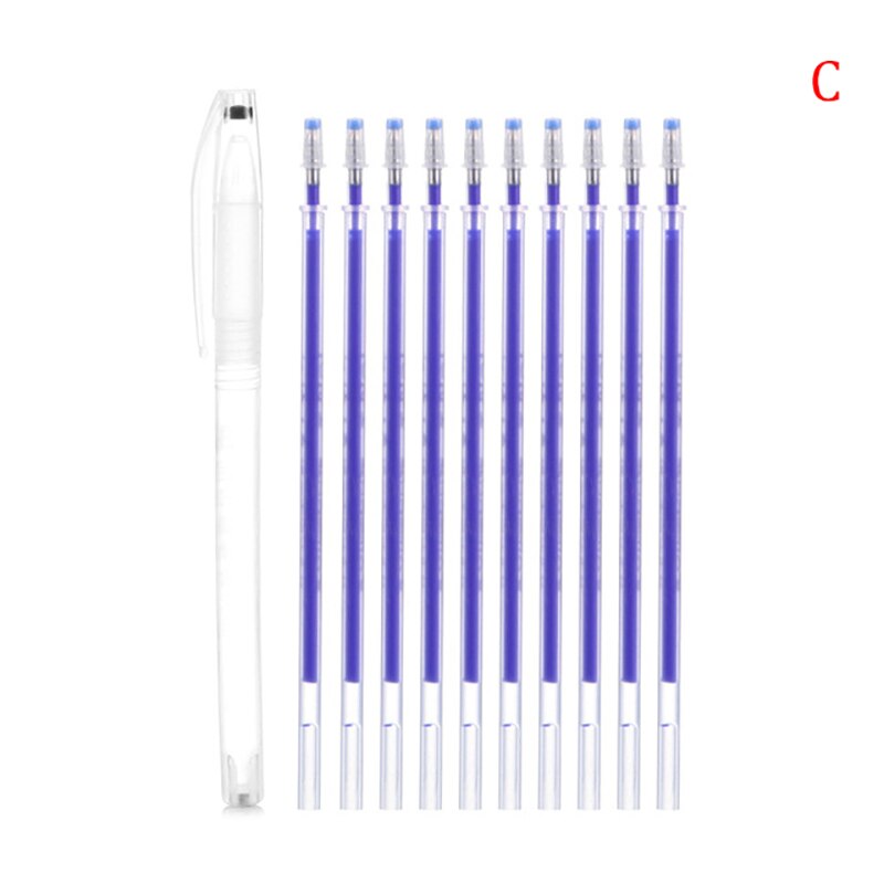 10Pcs Warmte Uitwisbare/Water Oplosbare Pen Stof Markers Uit Voor Tekening Lijnen Lederen Verdwijnen Marker Pennen Naaien Accessoires: C
