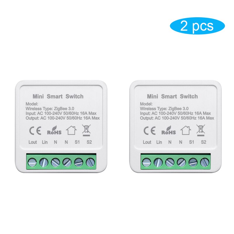 Tuya Smart ZigBee Light Switch Module Smart Home Automation DIY Breaker Supports 2 Way Control, Work with Alexa Google Home: 2pcs