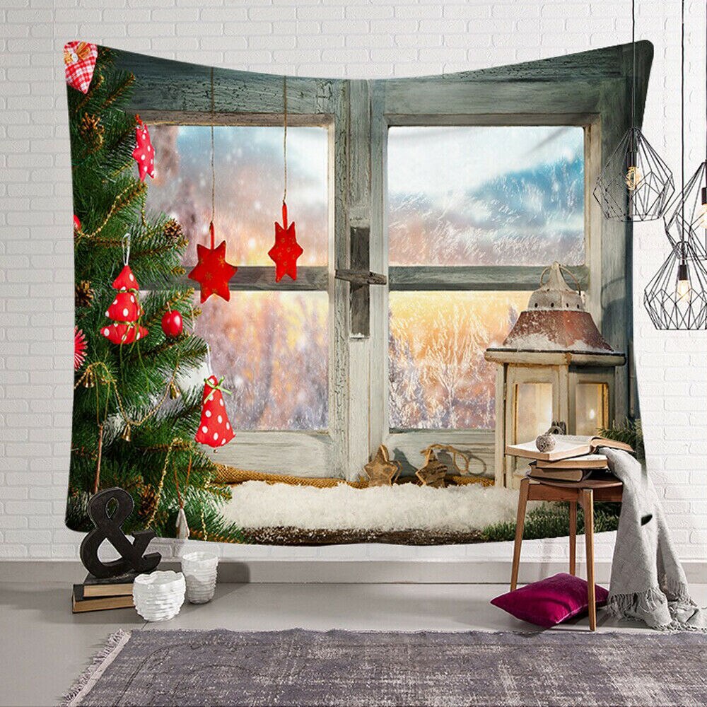 Digital Print Christmas Landscape Theme Picture Tapestry Background Wall Decoration Blanket Multi-Function Home Hotel Travel: K