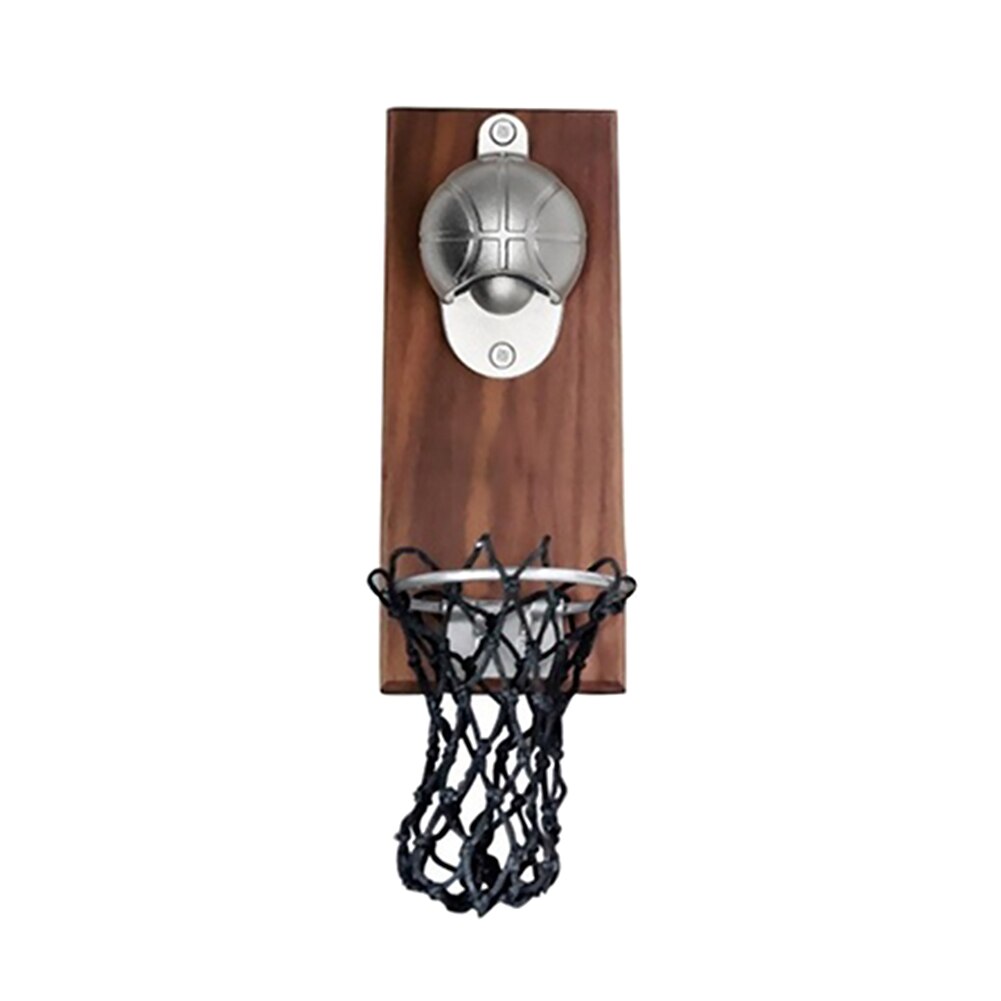 Magnetische Basketbal Schieten Wandmontage Houten Flesopener Met Cap Catcher Geschikt Voor Bar Ktv Hotel Keuken Flesopener: Default Title