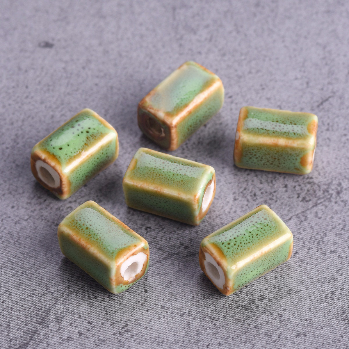 10 pièces Rectangle forme cuboïde 12x8mm fait à la main émaillé émail céramique porcelaine perles en vrac pour la fabrication de bijoux résultats de bricolage: Bleu