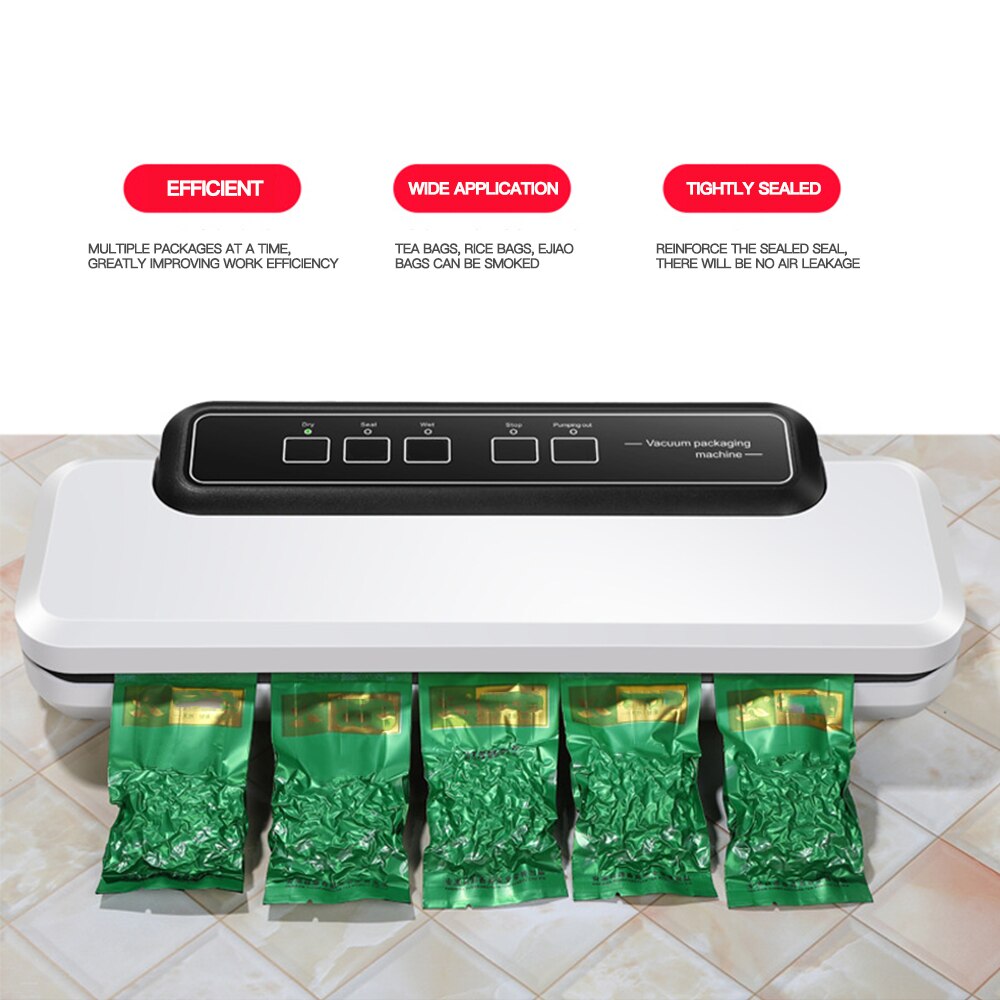 Keuken Vacuüm Sealer Machine Voedsel Saver 220V Elektrische Vacuüm Voedsel Sealer Met 10Pcs Voedsel Saver Tassen Automatische Verpakking machine