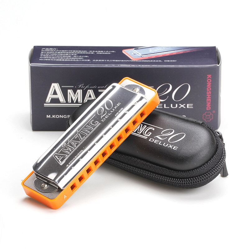 Diatonic Harmonica - 10 Hole Blues Harp - C Key - Phosphor Bronze Reeds - Stainless Steel Cover