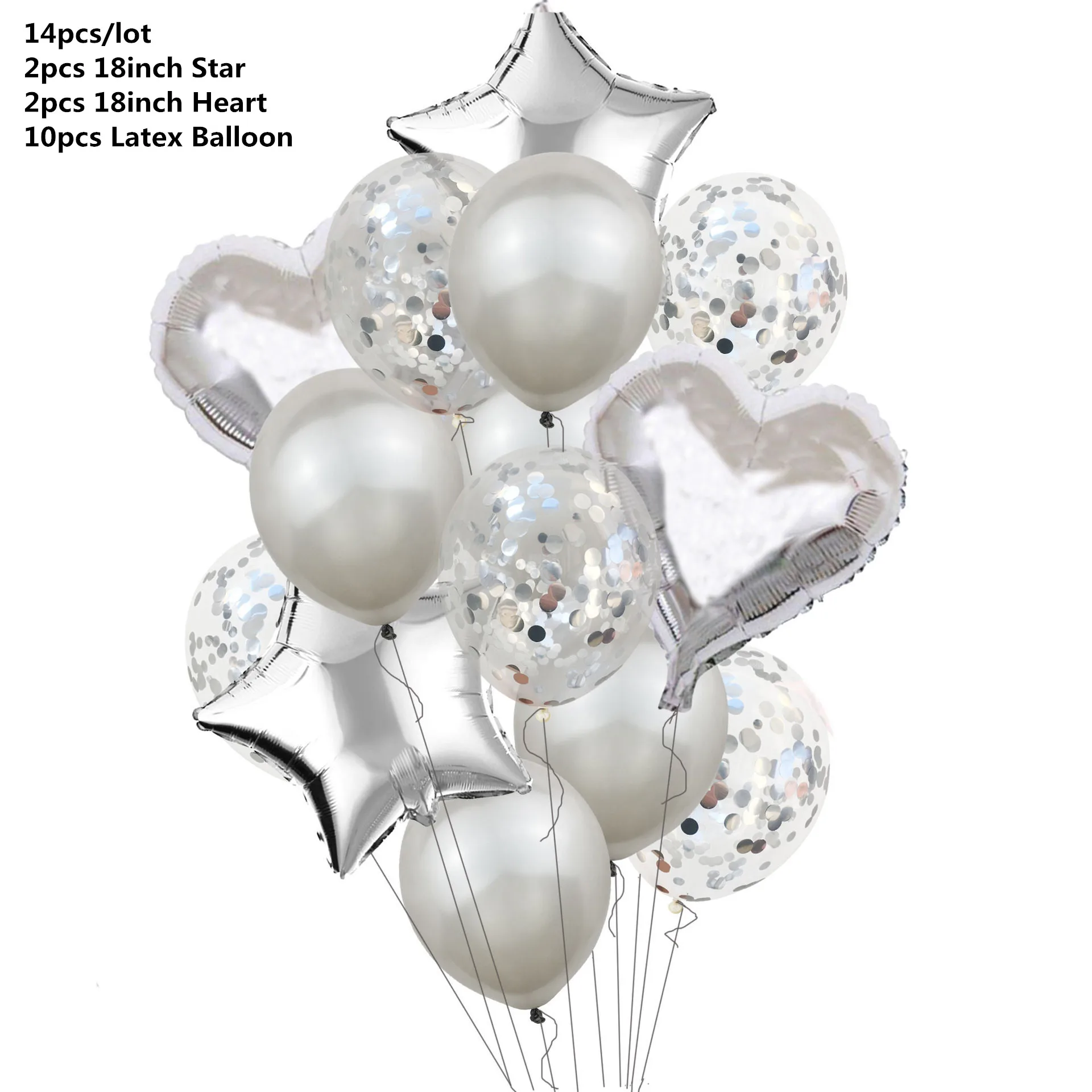 10/14 pçs mix rosa balões coração estrela rosegold confete balão festa de aniversário decorar crianças adulto bolas de ar casamento globos: Verde exército