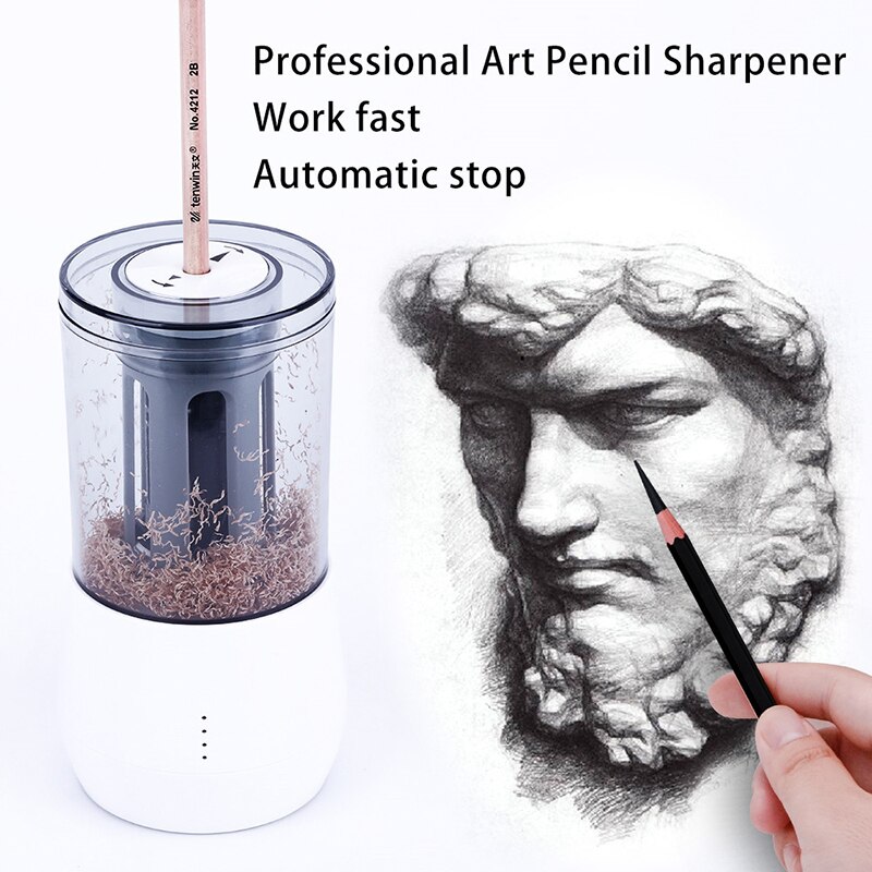 Tenwin-afilador de lápices eléctrico de carga Usb , sacapuntas automático de dibujo para escuela, suministros de arte de pintura
