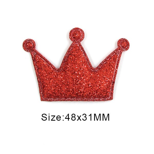 50 Stuks Glitter Gewatteerde Patches Kleurrijke Crown Bling Applicaties Sequin Patches Voor Kleding Diy Hoofddeksels Accessoires Bruiloft Decor: Big Red Crown